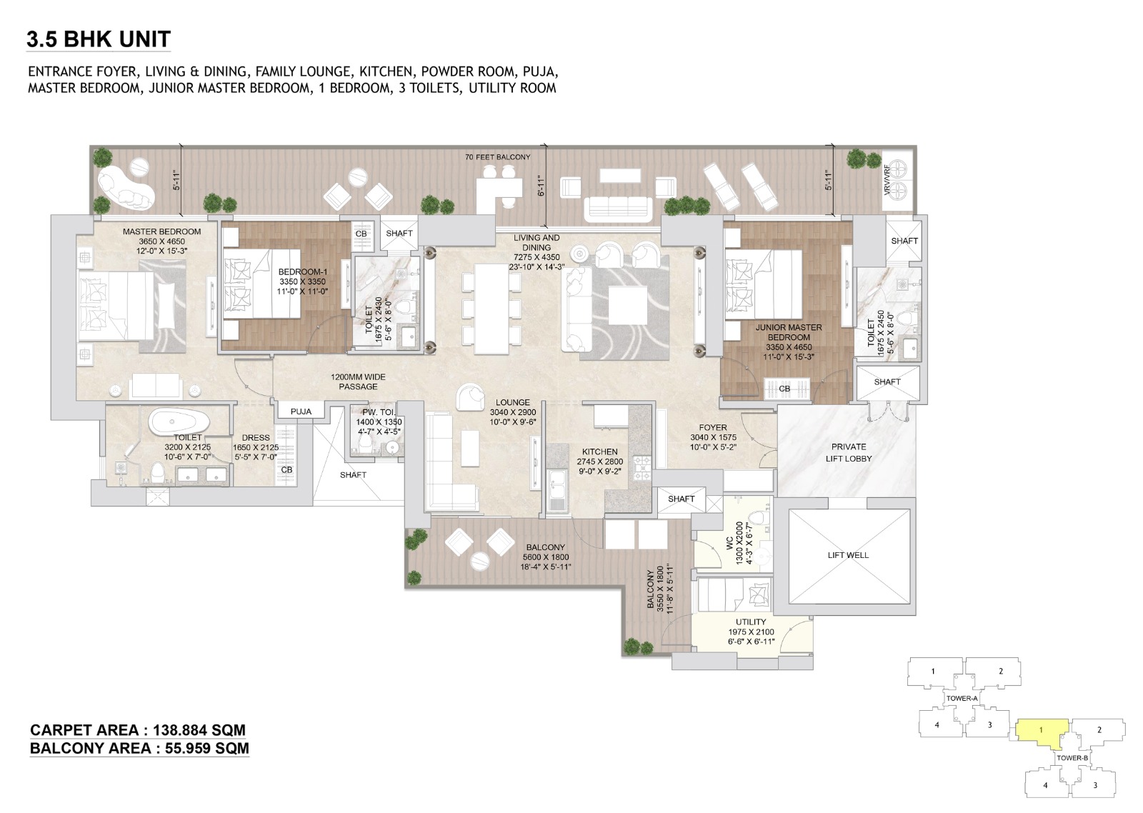 3.5 BHK Floor Plan