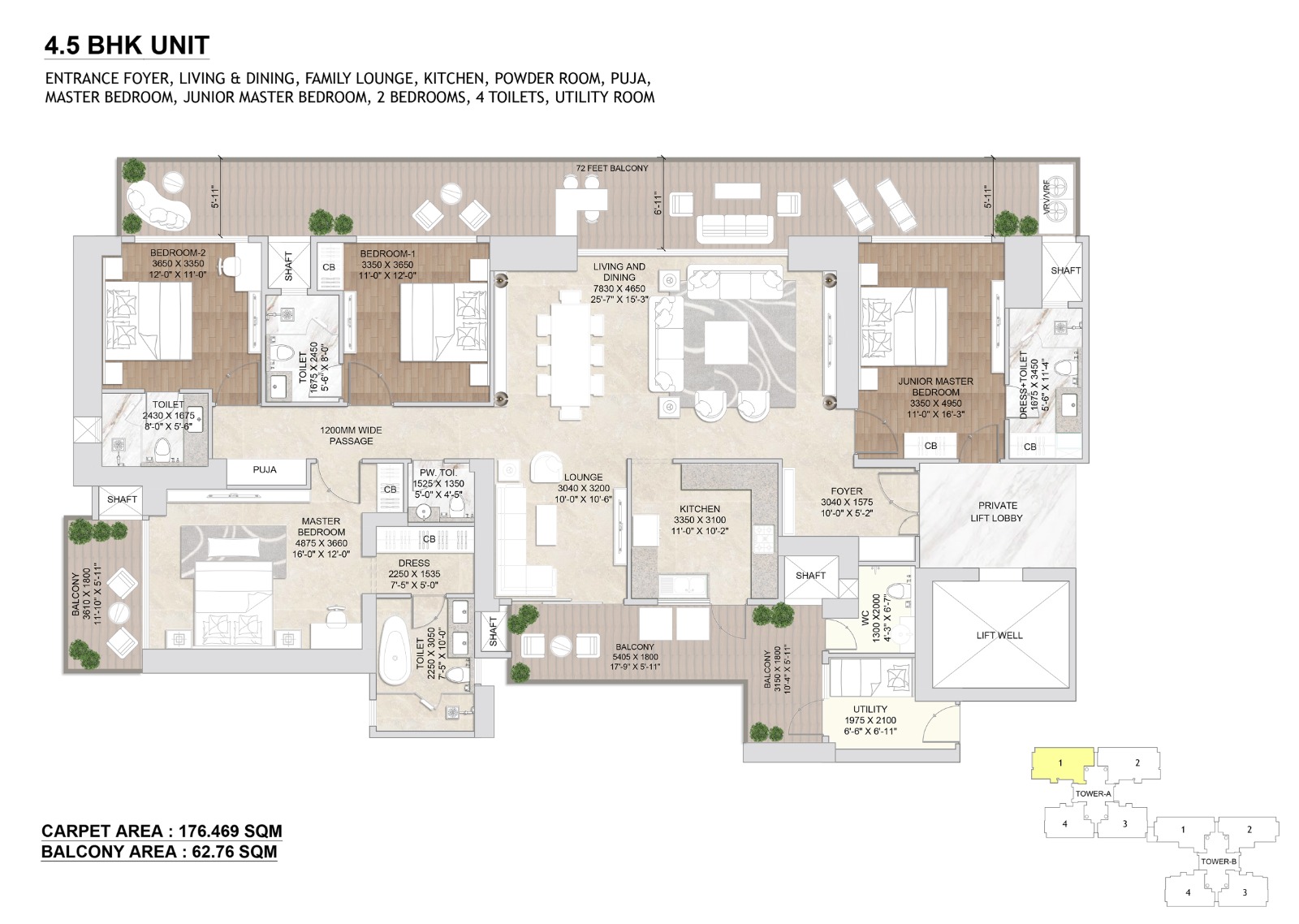 4.5 BHK Floor Plan
