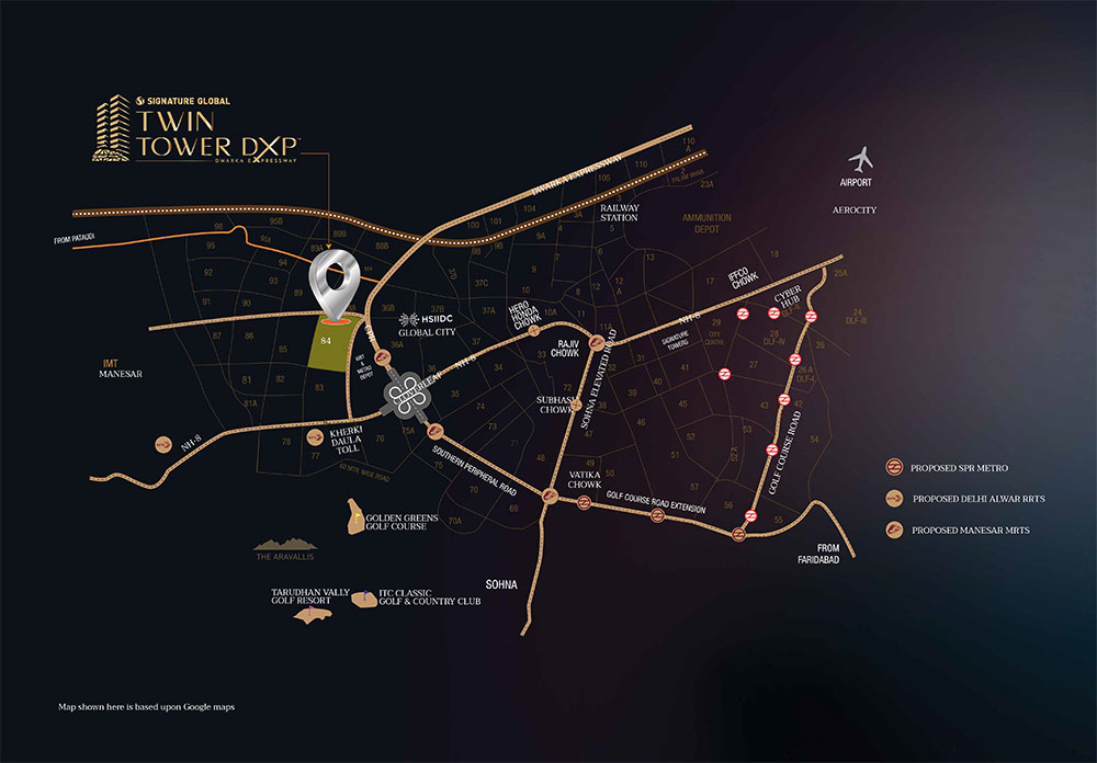 Sector 84 Gurgaon Location Map