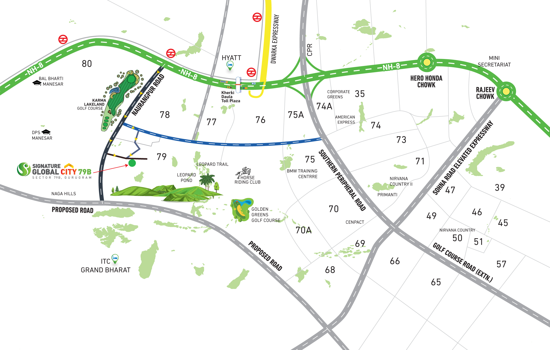 Sector 79B Gurgaon Location Map