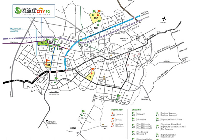 Sector 92 Gurgaon Location Map