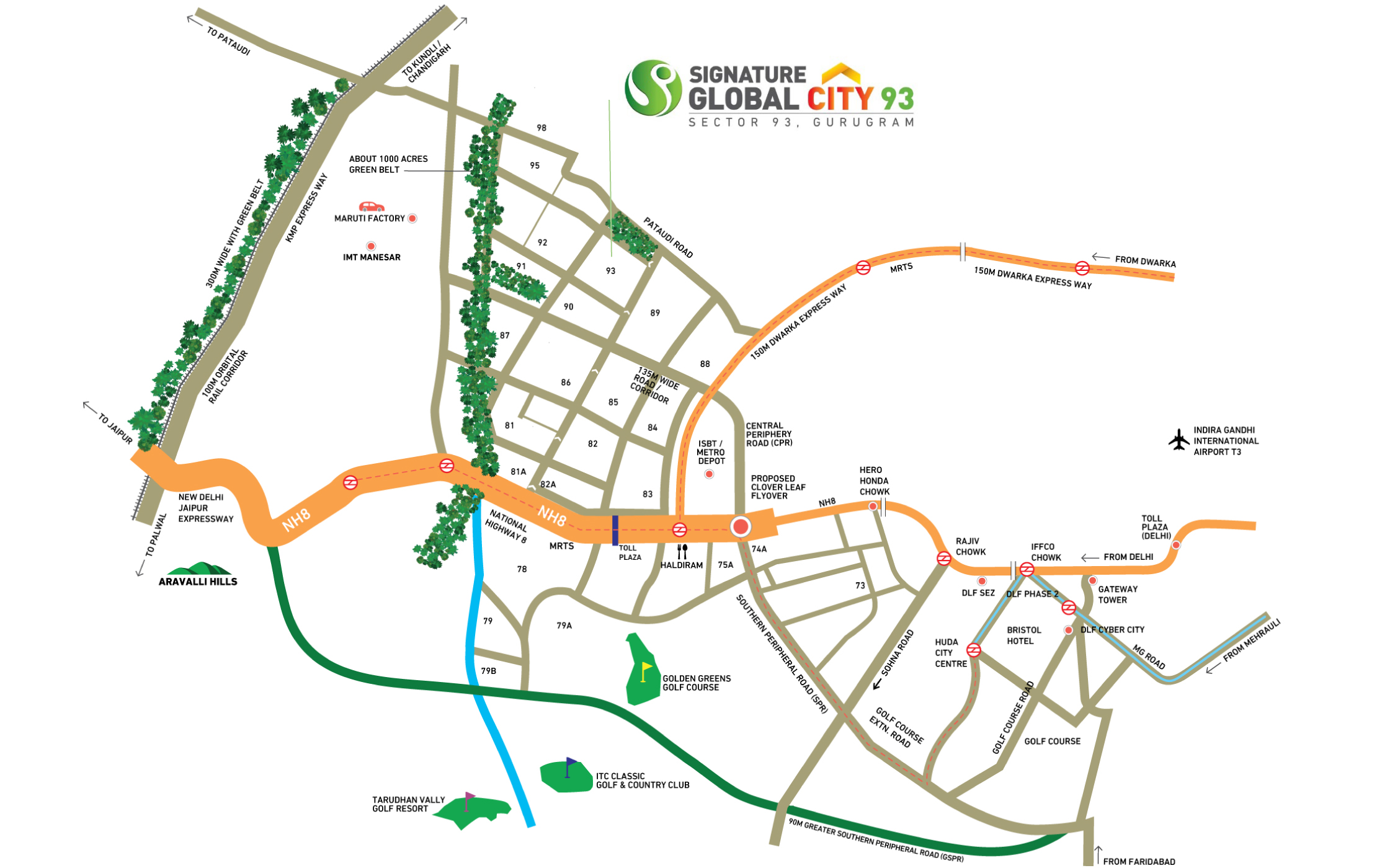 Sector 93 Gurgaon Location Map