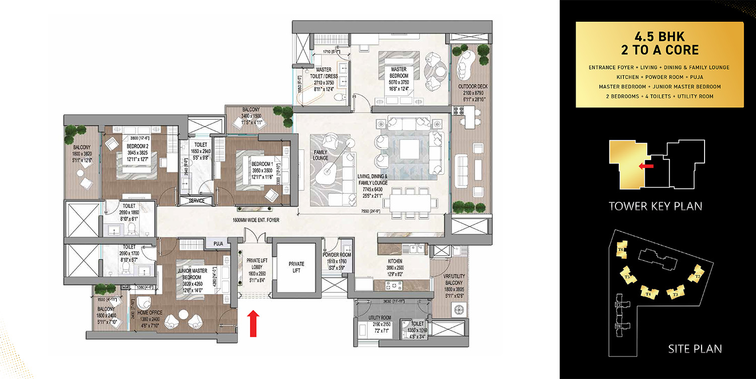 4.5 BHK Floor Plan